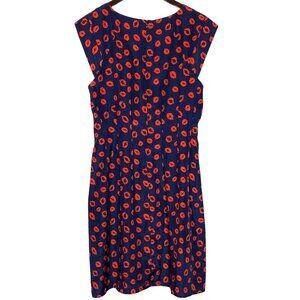 Neiman Marcus Navy Red Lips Kiss Print Cap Sleeve A-Line Mini Dress Size 14